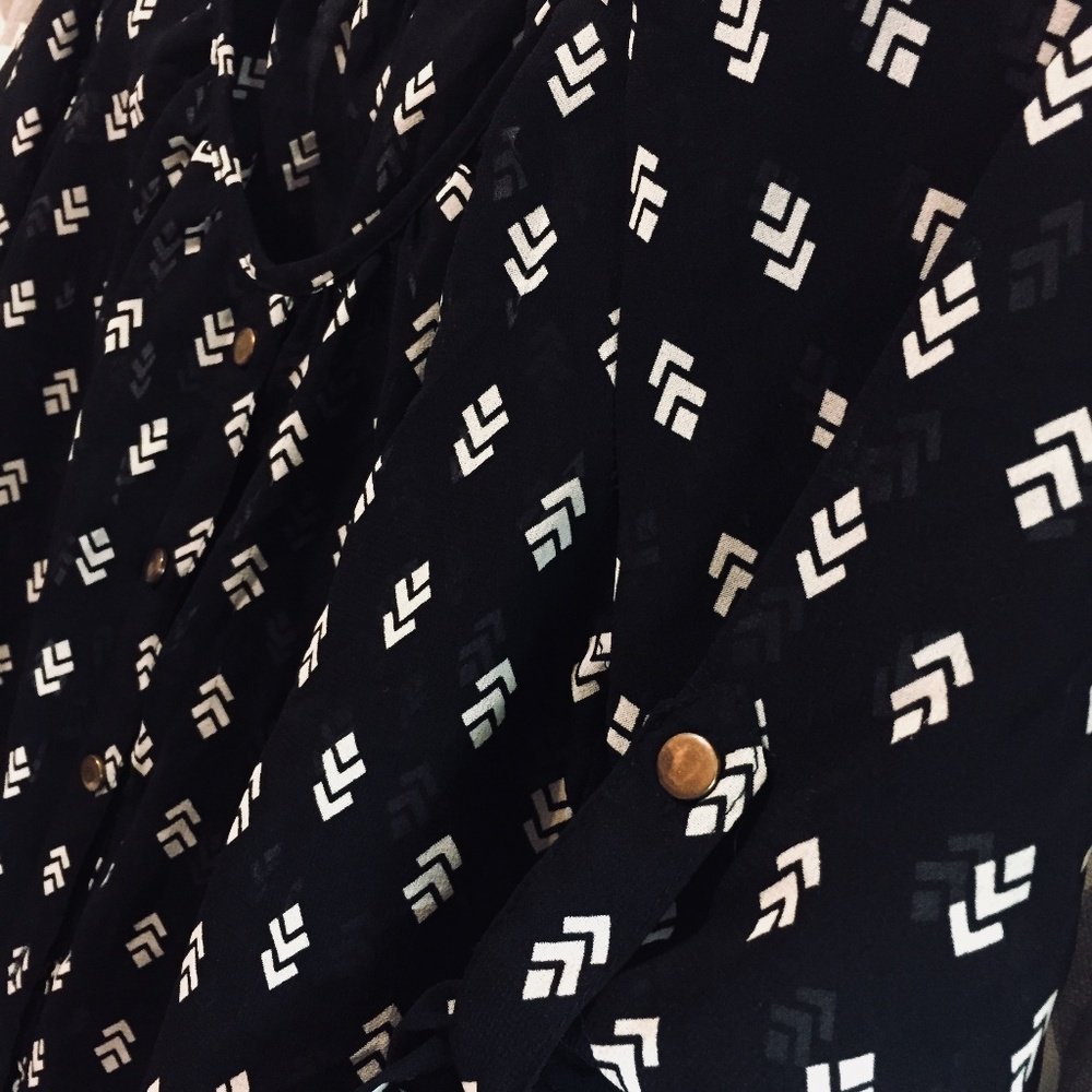 Charlotte Ruse Black Blouse with Tie, Size Med